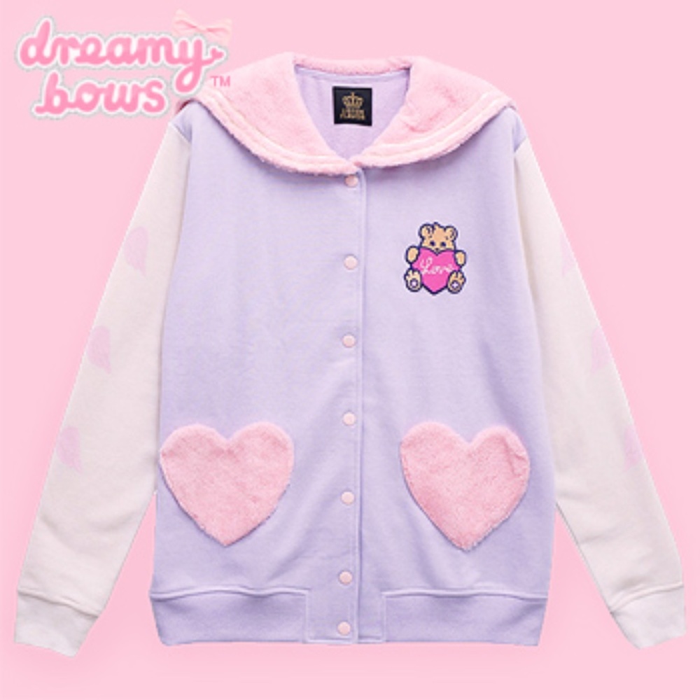 Japanese Brand Listen Flavor Angel Heart Bear Fluffy Sailor Jacket Kawaii Lolita